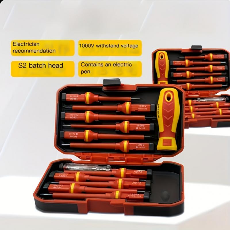 A 13pcs Screwdriver Set Including Phillips And Flathead Screwdrivers, Along with a Repair Tool Kit