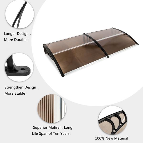 Window Awning Door Canopy, Modern Polycarbonate Front Door Canopy, Patio Awning Canopy Window Door Cover for Rain Snow Sunlight Protection Hollow Sheet (80" x 40", Brown Canopy/Black Bracket) Window Awning Door Canopy, Modern Polycarbonate Front Door Canopy, Patio Awning Canopy Window Door Cover for Rain Snow Sunlight Protection Hollow Sheet (80" x 40", Brown Canopy/Black Bracket)