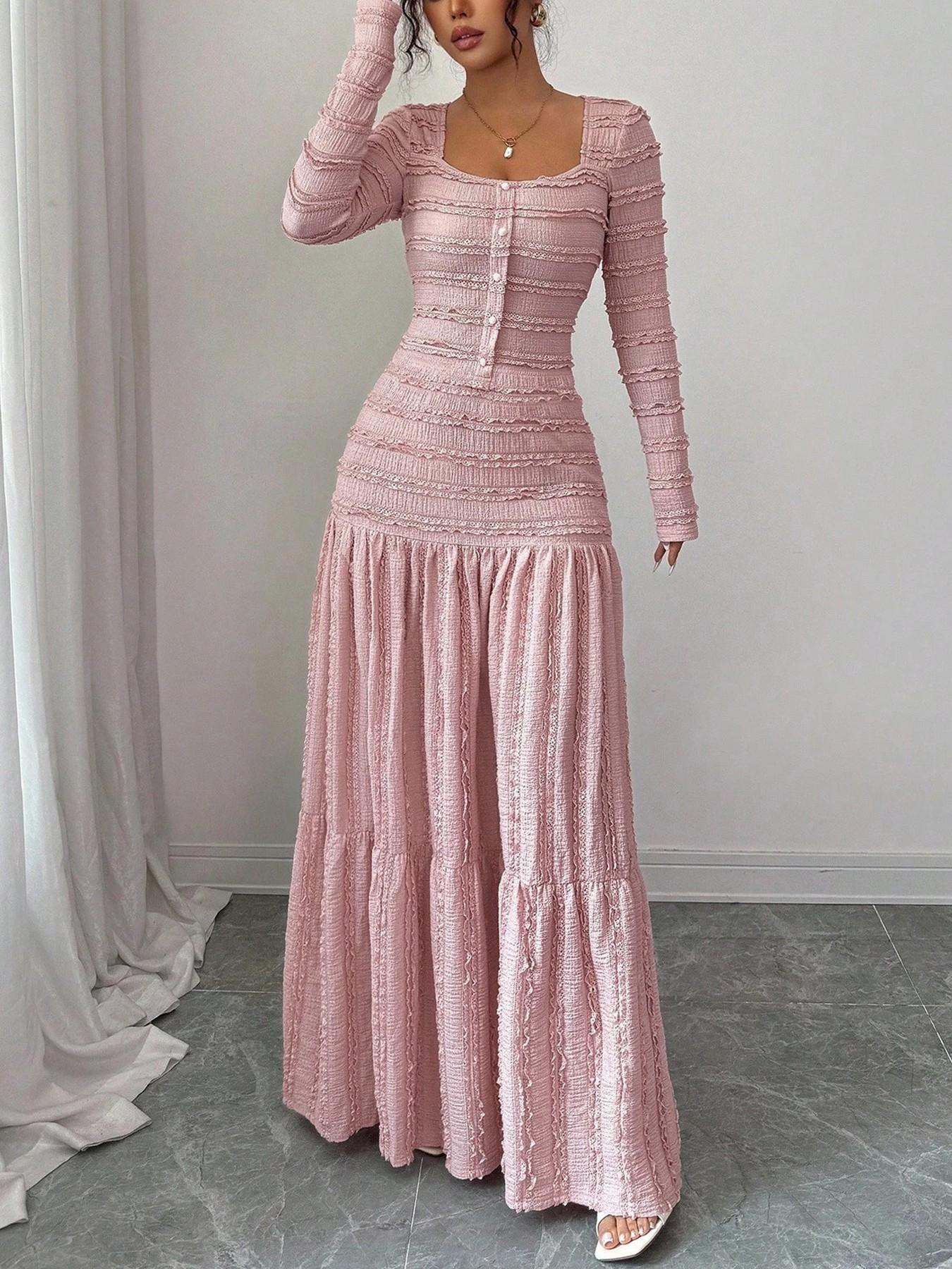 Women's Casual Elegant Party Sweet Cute Long Sleeve Square Neck Dress, Womenswear Stylish Ladies' Formal Evening Wear Elegant Gown, Perfect for Special Occasions Valentine's Day, Sweet And Cute Women's Casual Elegant Party Sweet Cute Long Sleeve Square Neck Dress, Womenswear Stylish Ladies' Formal Evening Wear Elegant Gown, Perfect for Special Occasions Valentine's Day, Sweet And Cute