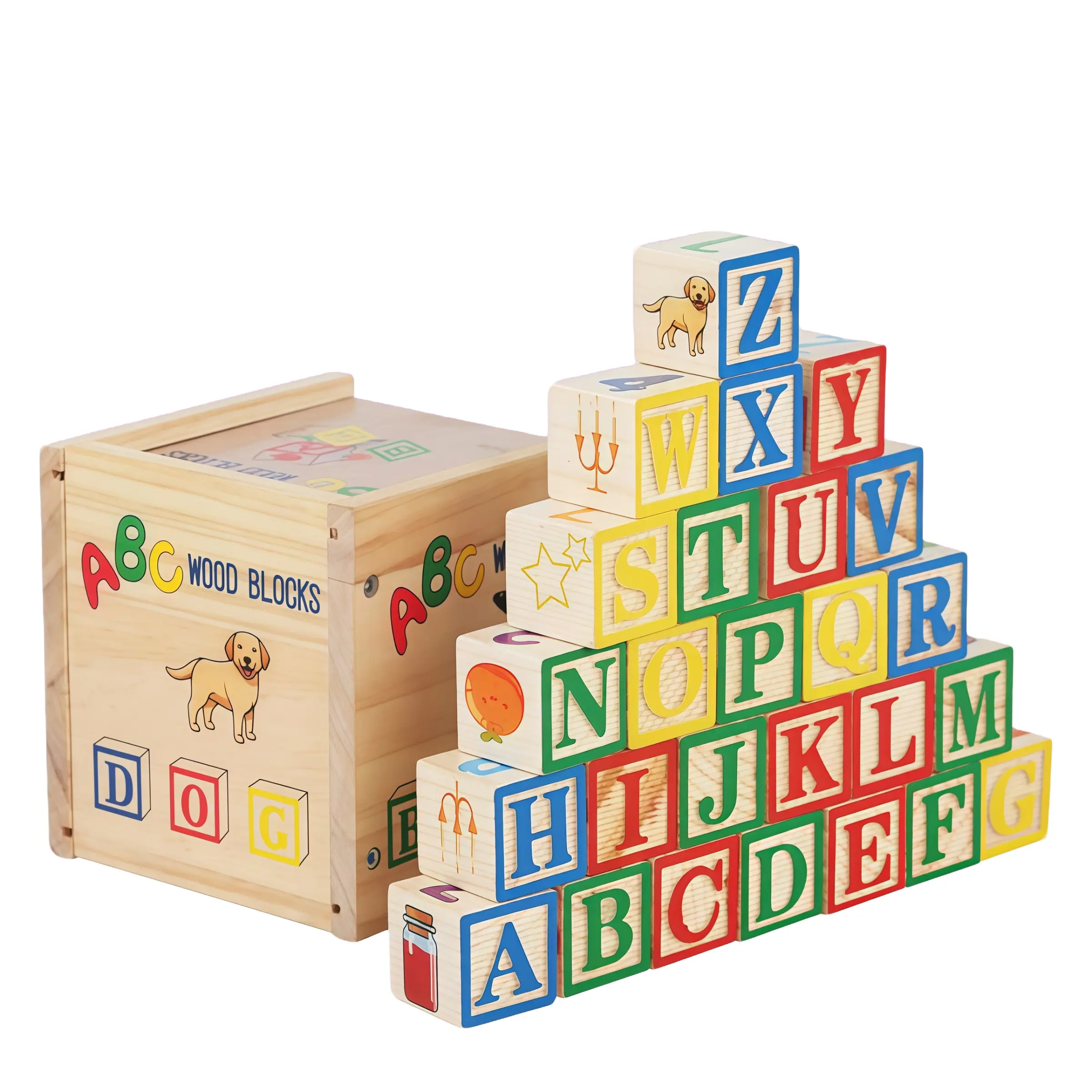 Wooden Letter Number Building Blocks Set for Kids, Includes 27 Wooden Blocks & Storage Box, Montessori Early Education Toy, Math Learning Blocks, Suitable for 3+ Years, Number Counting Blocks