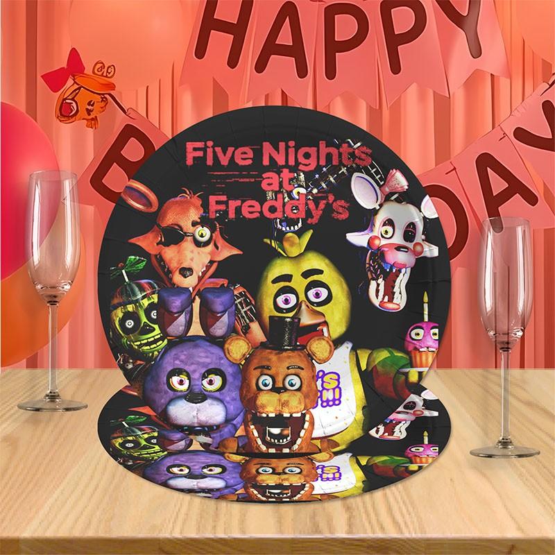 FNAF At Freddys -Retro Pizzeria Animatronic Print Party Tableware, 20pcs Disposable Plates & Cups Set, Perfect for Parties and Events, Stylish and Convenient