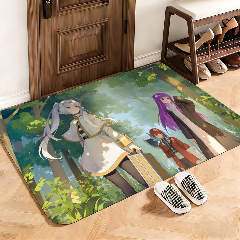 Fantasy Frieren Beyond Journey's End Floor Mat This soft flannel mat provides a cozy Soft flannel mat with quick water absorption, non-slip and durable. Easy to clean, ideal for bathroom and entryway use.