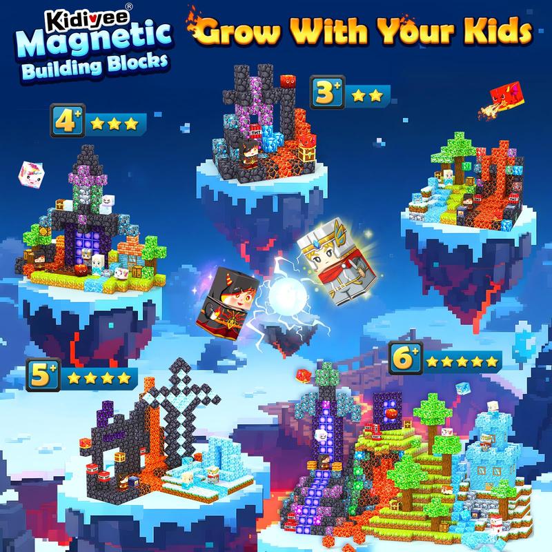 Magnetic Building Blocks-200PCS with Drawstring Bag STEM Montessori Children Sensory Toys Build Mine Magnet World Gift Set