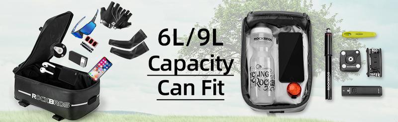 ROCKBROS Bike Rack Bag Saddle Pannier Bag Waterproof 6L or 9L