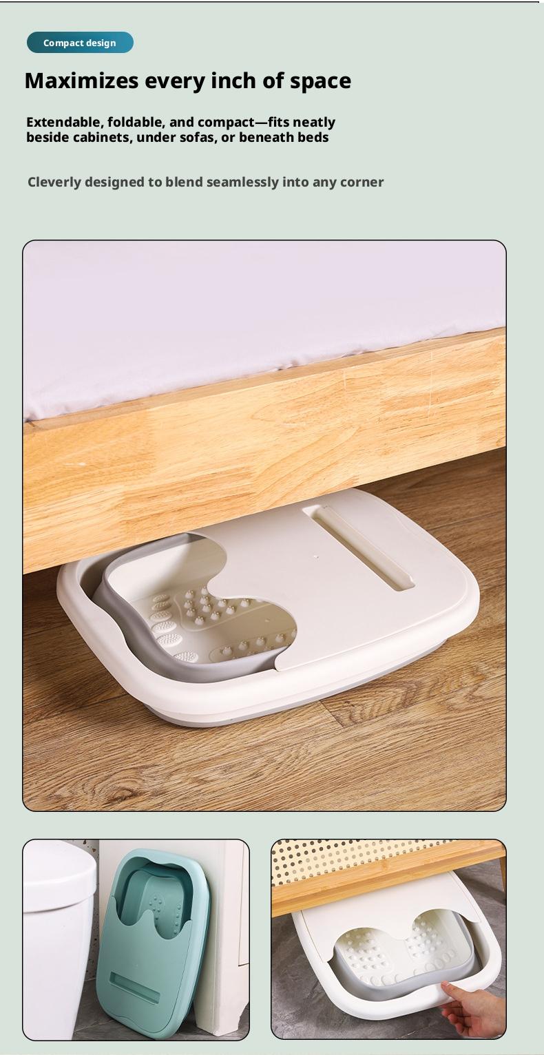 Portable Foldable Foot Bath Tub with Massage - Adjustable Soaking Basin for Home & Travel, Non-Slip Collapsible Foot Spa Bucket with Handle, Ideal for Dormitory Use