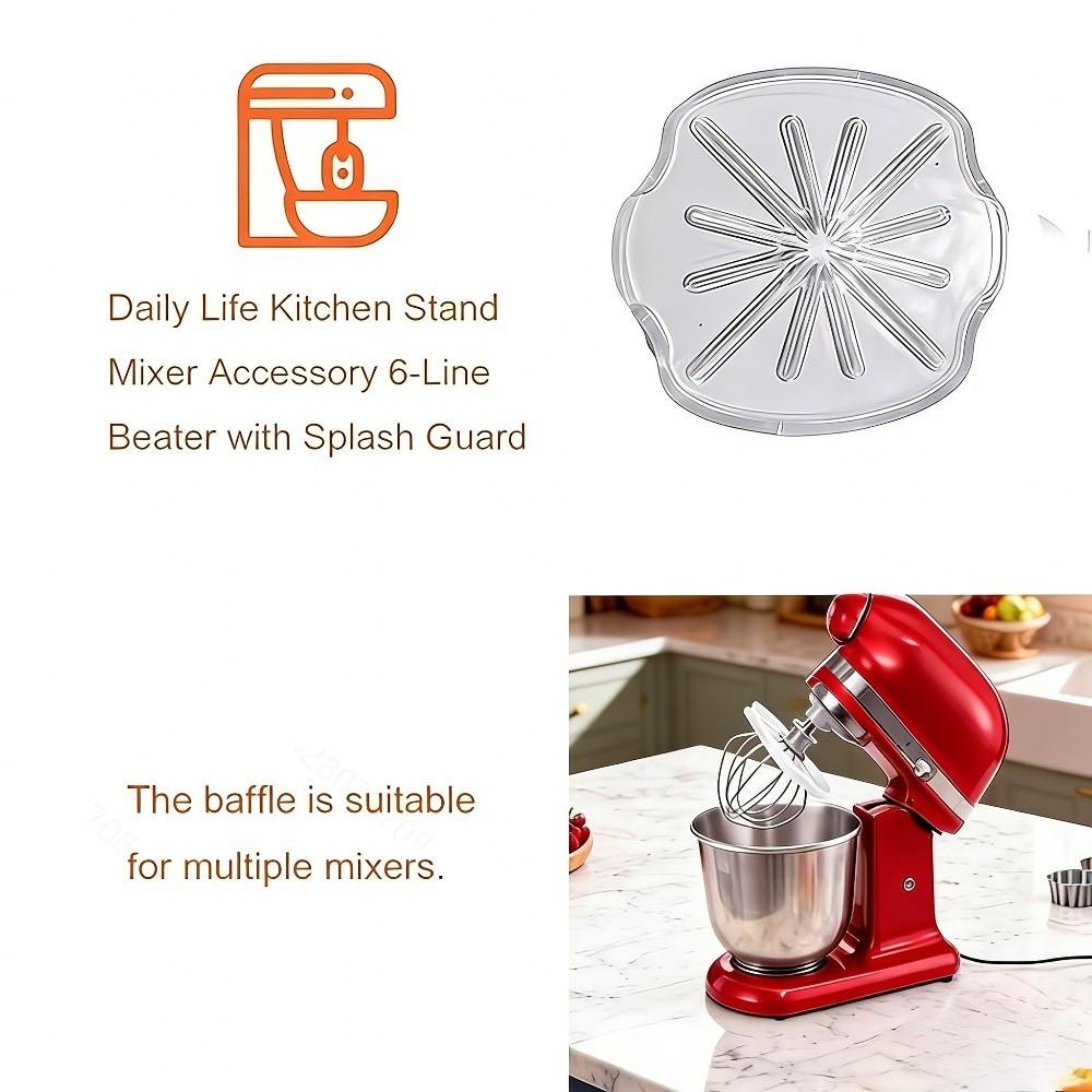 Universal Standing Mixer Accessories Set, Kitchen Appliances, Household Appliances, Cream Scraper, Splash Guard Six-Blade Mixer & Bowl Scraper Blade, Fits Most Mixers