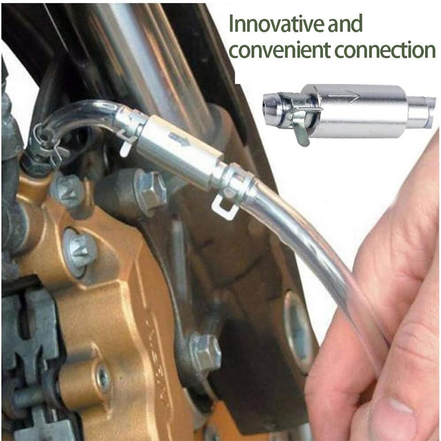 2 PCS Universal Brake Fluid Deflerator, Brake Bleed Hose, Brake System Bleeding Tools, Auto Motorcycle Clutch One-Way Check Valve Tube Deflation Tool Kit Hose with Metal Clamp