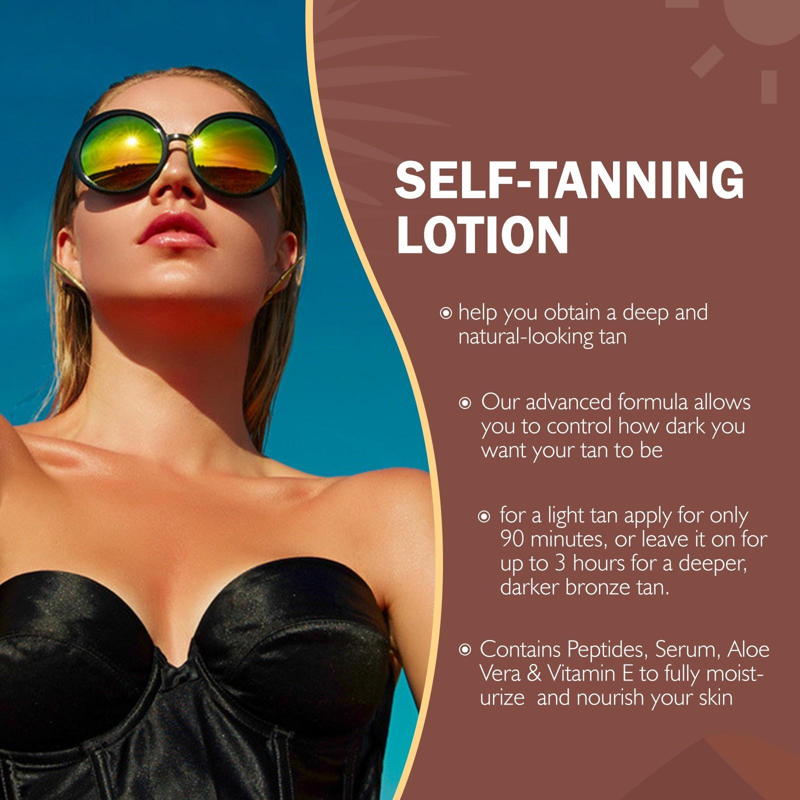 ELAIMEI Self-Tanning Lotion, 125 ml large size, provides quick tanning results and a long-lasting, even, sun-kissed glow that radiates vitality and confidence, making it easy to achieve a beautiful tan.
