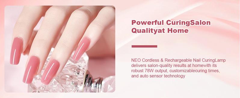 NEO Cordless & Rechargeable Nail Curing Lamp 78W with 4 LCD Time Display Timer, Auto Sensor, and Spacious Interior for All Hand Sizes and Nail Lengths (Gradient Purple Pink/Gradient Pink Gold/Metallic Rose Gold),Infrared Sensor Nail Dryer Lamp