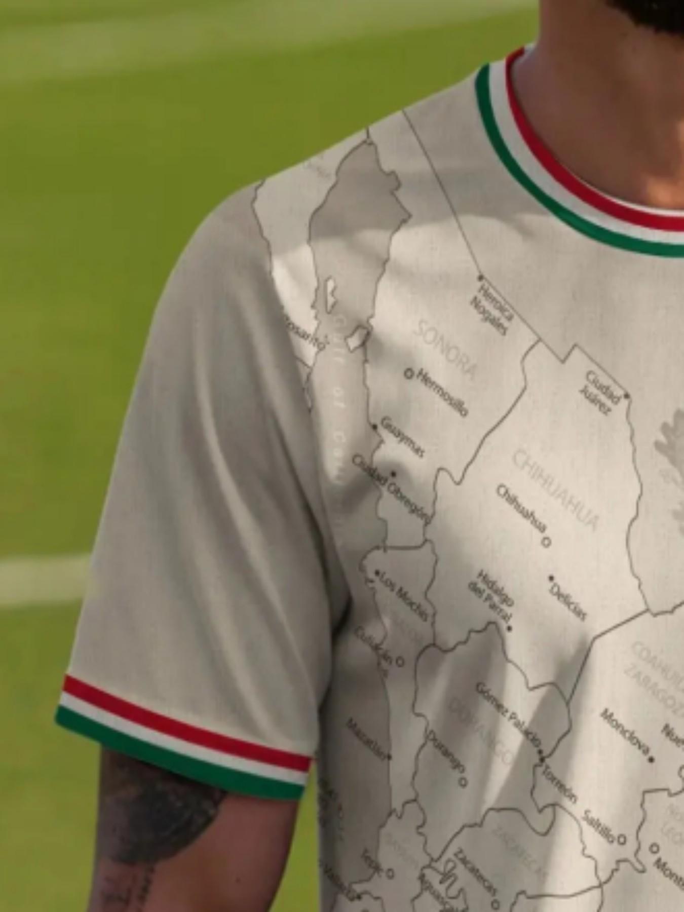 Men's Mexican Map Aztec Football Jersey, Mexico National Team Sporty Round Neck Short Sleeve Top, Geometric Pattern, All Seasons