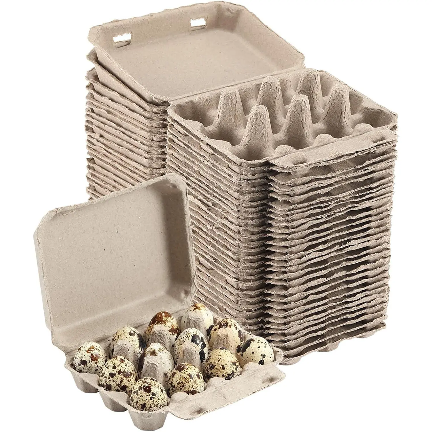 30 Pcs Pulp Paper Quail Egg Cartons, 3x4 Blank Natural Color 12-Count Egg Containers, Reusable Cardboard Egg Holder Trays for Refrigerator StorageGift
