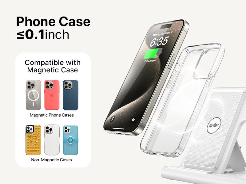 Upgraded Wireless Charger Station for Apple Devices,Wireless Charger Stand for iPhone 12-16series,Apple Watch and AirPods(18W Adapter Not Included)