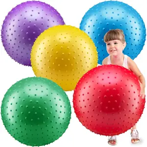 18-Inch Big Balls for Toddlers and Kids - Inflatable Giant Balls with Hand Air Pump, Big Bouncy Sensory Play Stress Toy, Knobby for Playground Recess Children Games