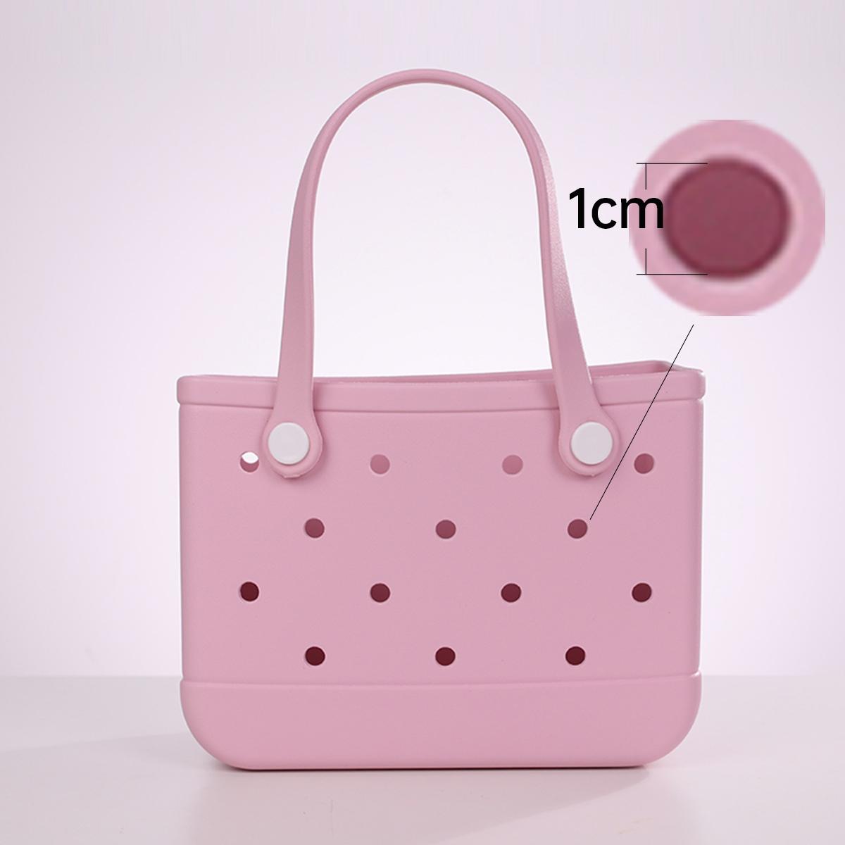 MINISO Classic Style Holes Handheld Bag - Casual Outings,An Eye-catching Item for Everyday Travel,Durable Lunch Bags For Girls Suitable Size Cute Bento Bags With Handle Beach Bag Waterproof,Easter Basket Gift