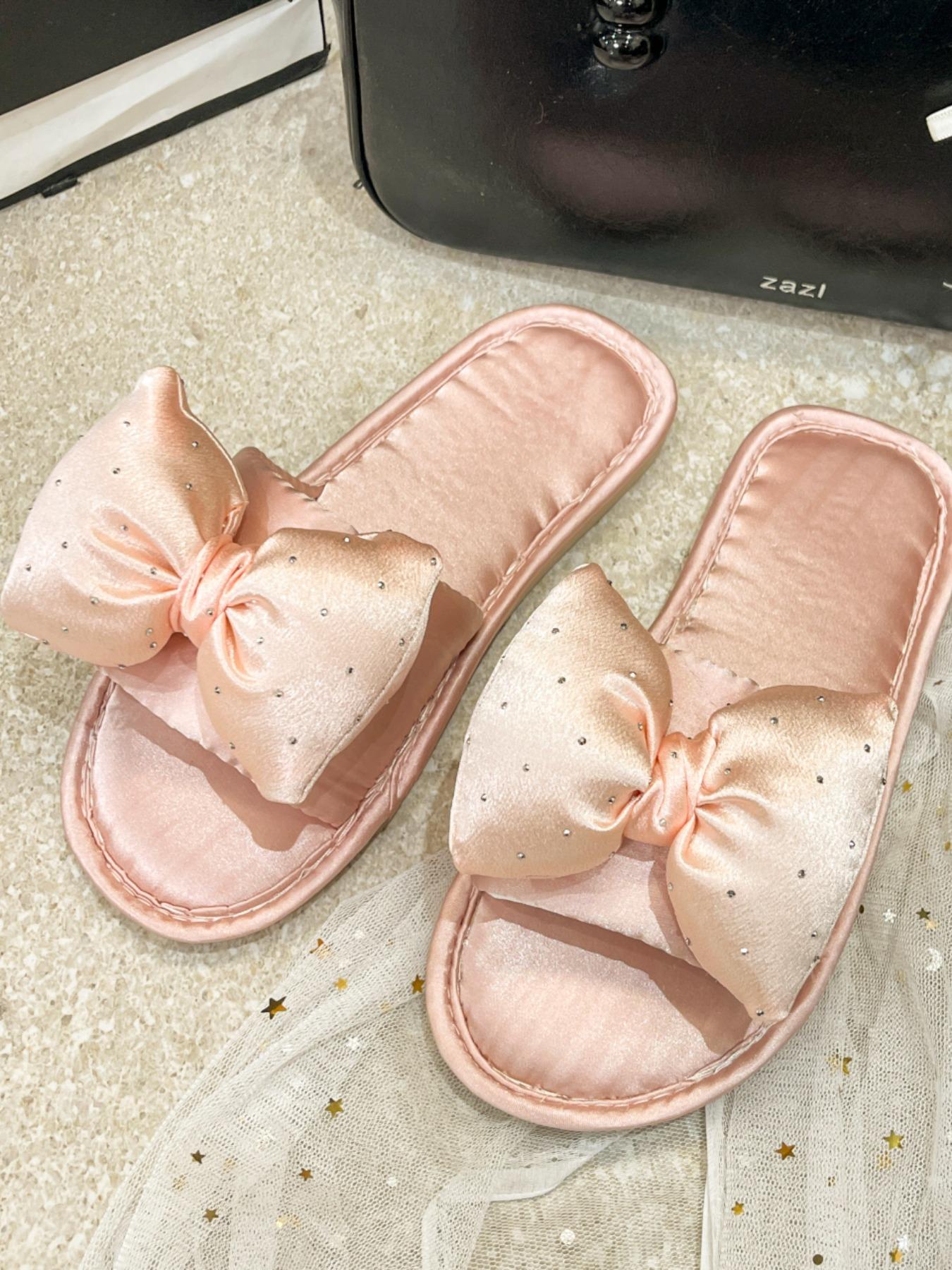 Women's Summer Slippers, Sweet Bowknot Decor, Casual Textile Tpu Sole, Versatile Beach Sandals, Comfortable Indoor Outdoor Footwear