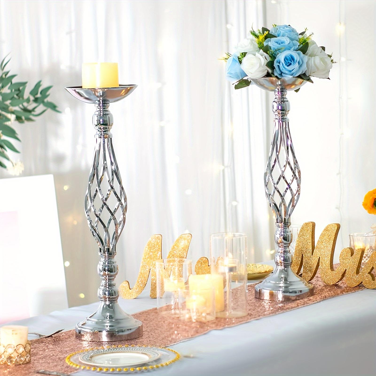 10pcs, Perfect Wedding Banquet Table Centerpiece, Elegant Metal Small Vase, Golden And Silver Bohemian Artificial Flower Decoration Bottle, Multifunctional Flower Stand Candlestick