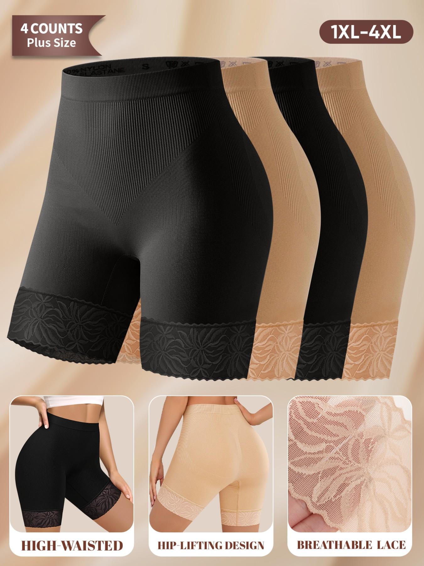 Women's Plus Size High Waist Shapewear Pants, Breathable Soft Lace Trim, 1xl-4xl, Comfortable and Stylish, All Seasons