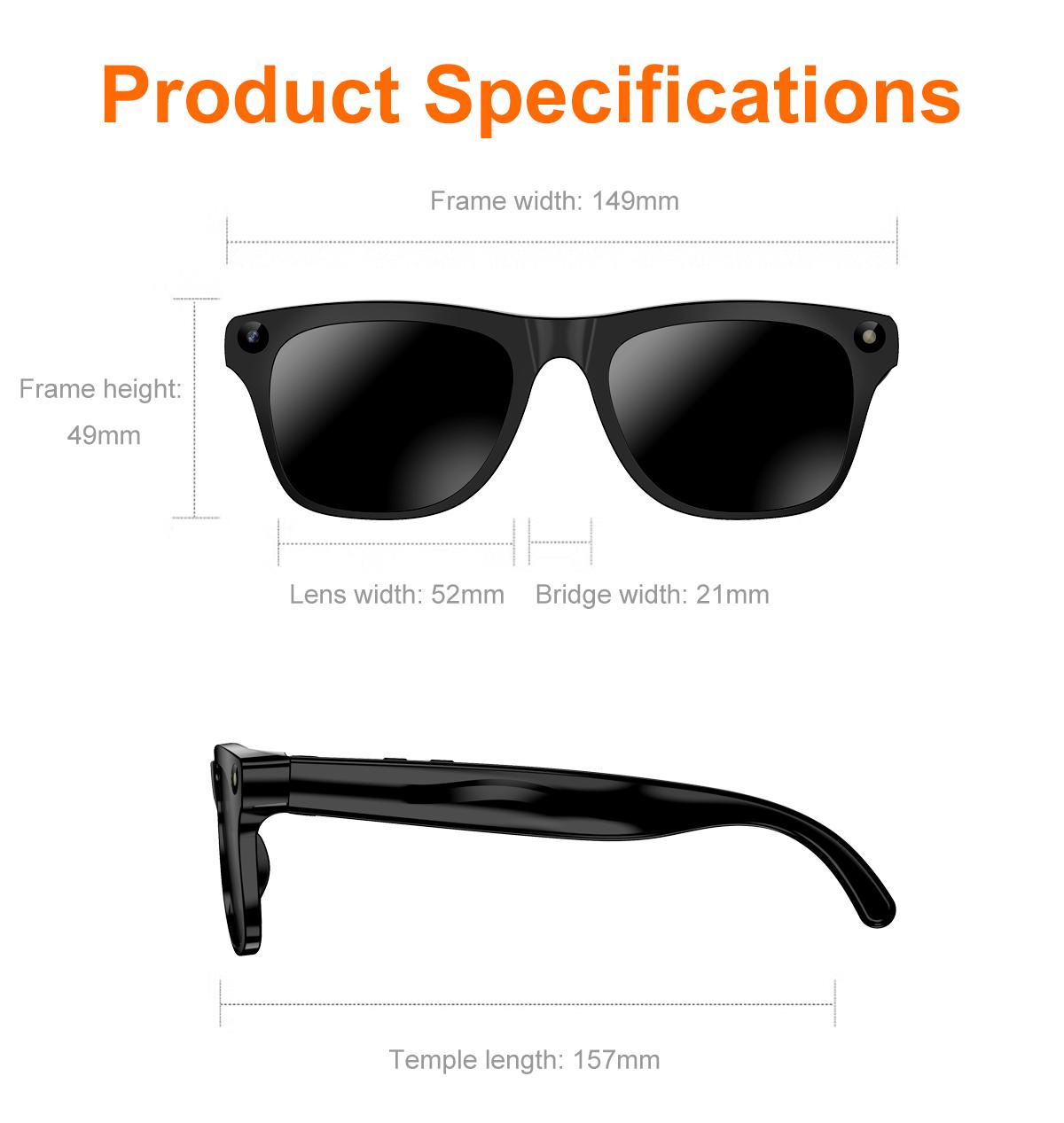 Smart Glasses with Camera for Sport,8MP Camera,One Click Audio Recording,First-Person Photo Video Shooting,Bluetooth Calling & Music Playback,AI Smart Translation and Simultaneous Interpretation ,WiFi Transfer, 290Mah Battery ,3Lenses Total