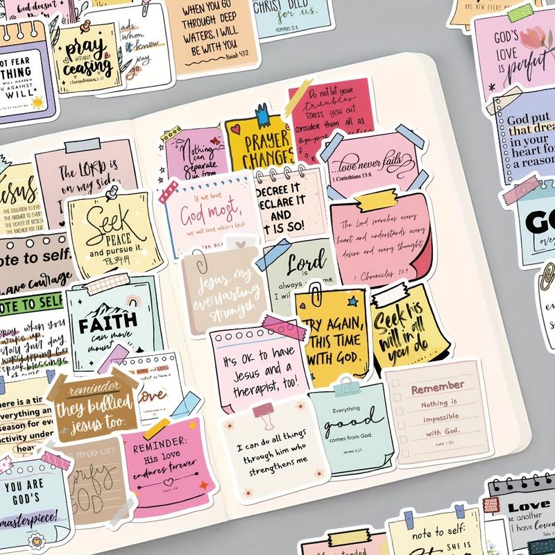 50 Bible-Inspired Sticky Notes, Waterproof Durable Decorative Stickers for Laptops Notebooks Phones, Perfect Christmas Thanksgiving Gifts