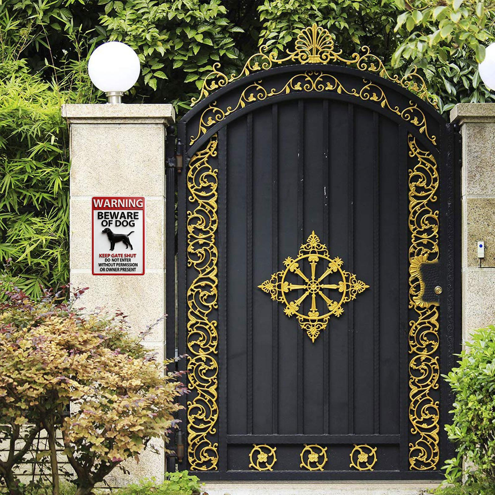8x12 Embossed Aluminium Animal Figures Home Sign, Sturdy Weatherproof Heavy-Duty Rectangle Beware Of Dog Plaque, Bold Text Hangable Wall-Mount for Backyard Gates Outdoor Home Safety Supplies, Animal Figures Home Signs