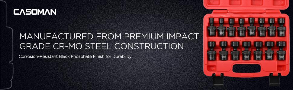 CASOMAN 15 PCS 3/8" Drive Standard Universal Impact Socket Set, 6-Point, Metric, 8mm - 22mm, #TikTokShopBlackFriday