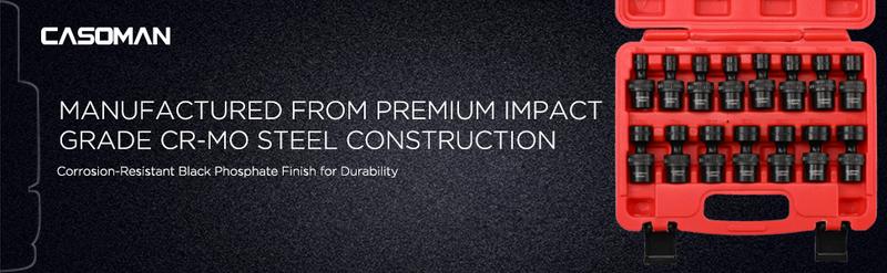 CASOMAN 15 PCS 3/8" Drive Standard Universal Impact Socket Set, 6-Point, Metric, 8mm - 22mm, #TikTokShopBlackFriday