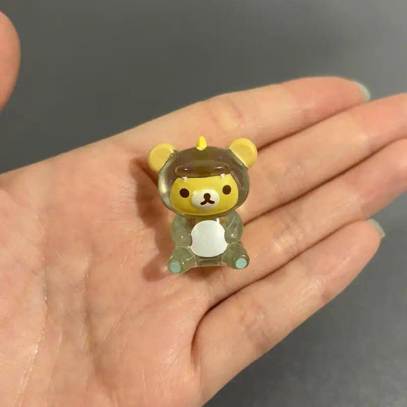 Rilakkuma Cross-Dressing Dinosaur Q-Version Transparent PVC Collectible Figurine, Desktop Decoration, Car Toy Pendant, Collectibles