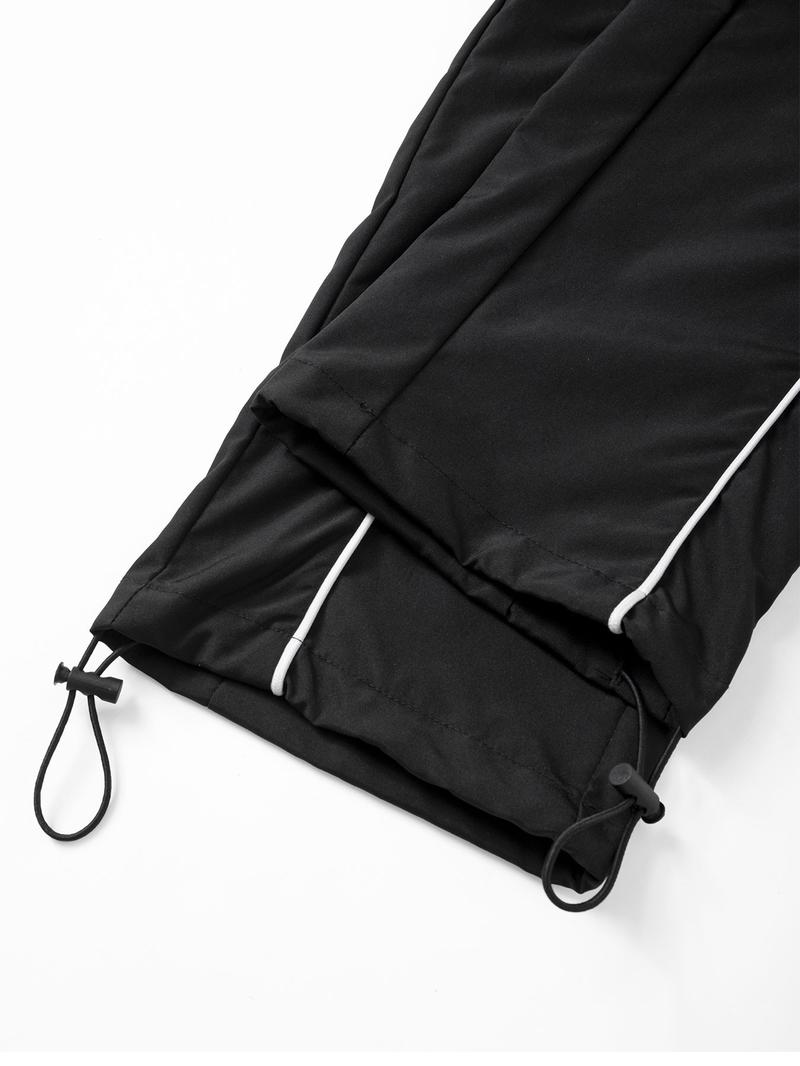 Men's Sport Pants Side Pocket Drawstring Design, Printed Running Pants Quick-Dry Breathable, Fitted Outdoor Sports Long Pants, Active Gym Pants