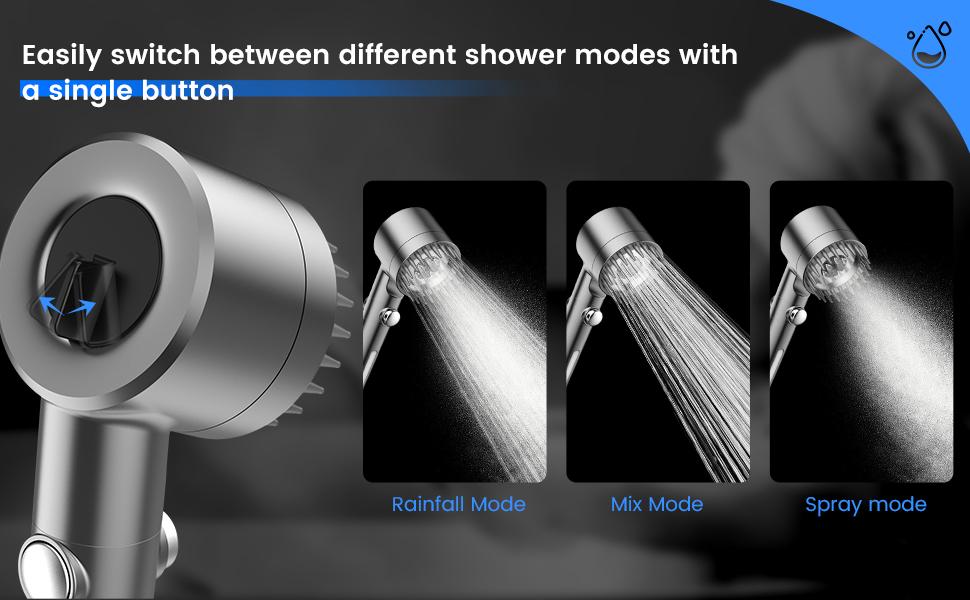 NEW Shower Head High Pressure Shower Head with Handheld, Shower Hose & Adjustable Bracket Filter Shower Head, Remove Chlorine & Hard Water Manual Installation Round Shape Paint Finish