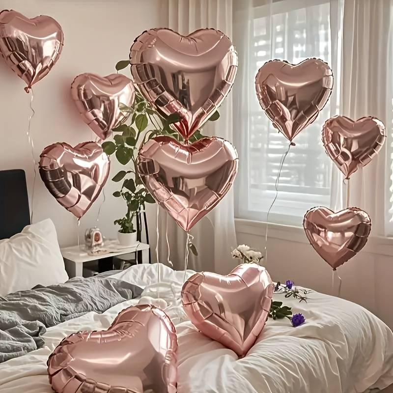 10/20Pcs Rose Gold Heart Foil Balloon Set, Decorations for Home Parties, Balloon Party Supplies, Birthdays, Anniversaries, Valentine's Day & Room Atmosphere Arrangement, Heart Shaped Balloons