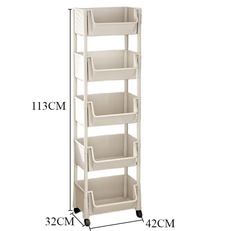 Large Five-Tier Multi-Functional Plastic Storage Cart with Wheels, Durable Sturdy Rack, Layered Organizer for Bedroom Kitchen Bathroom Living Room, Portable and Mobile
