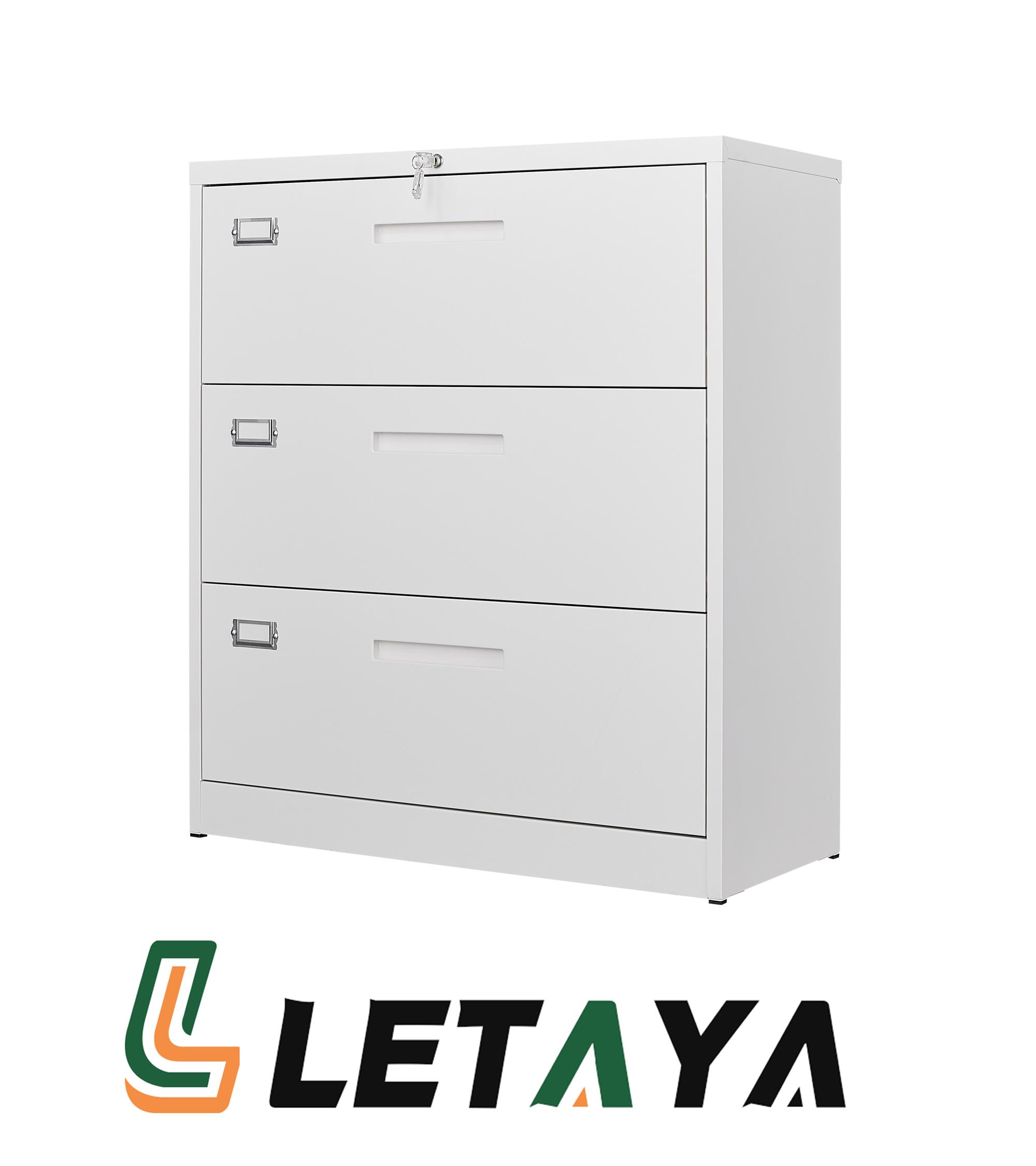 Letaya 3 Drawer File Cabinets with Lock,Metal Lateral Filing Cabinets for Home Office Organization Hanging Storage Letter/Legal/F4/A4(Assembly required)