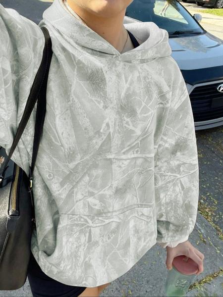 Women's Fall Winter Hooded Sweatshirt, Loose-Fit Sporty Style, Full Body Print Design, Suitable for Outdoor Activities & Casual Wear