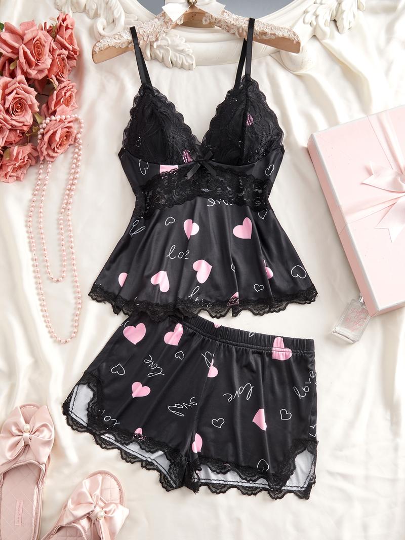 Women's Valentine's Day Pajama Set, Casual Comfortable Tank Top and Elastic Shorts, All-Season Sleepwear, Perfect Birthday Gift