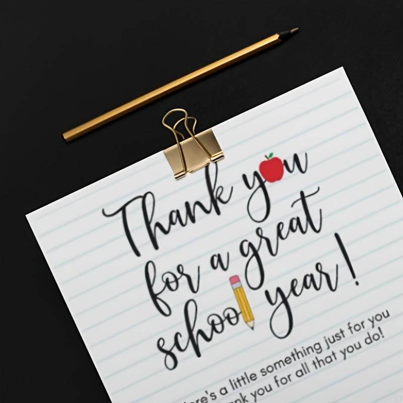 5 Pack End-Of-Term Teacher Thank-You Cards, Gift Card Slot Design, Apple Pencil Illustration, Perfect for Parents/students, Surprise Cards