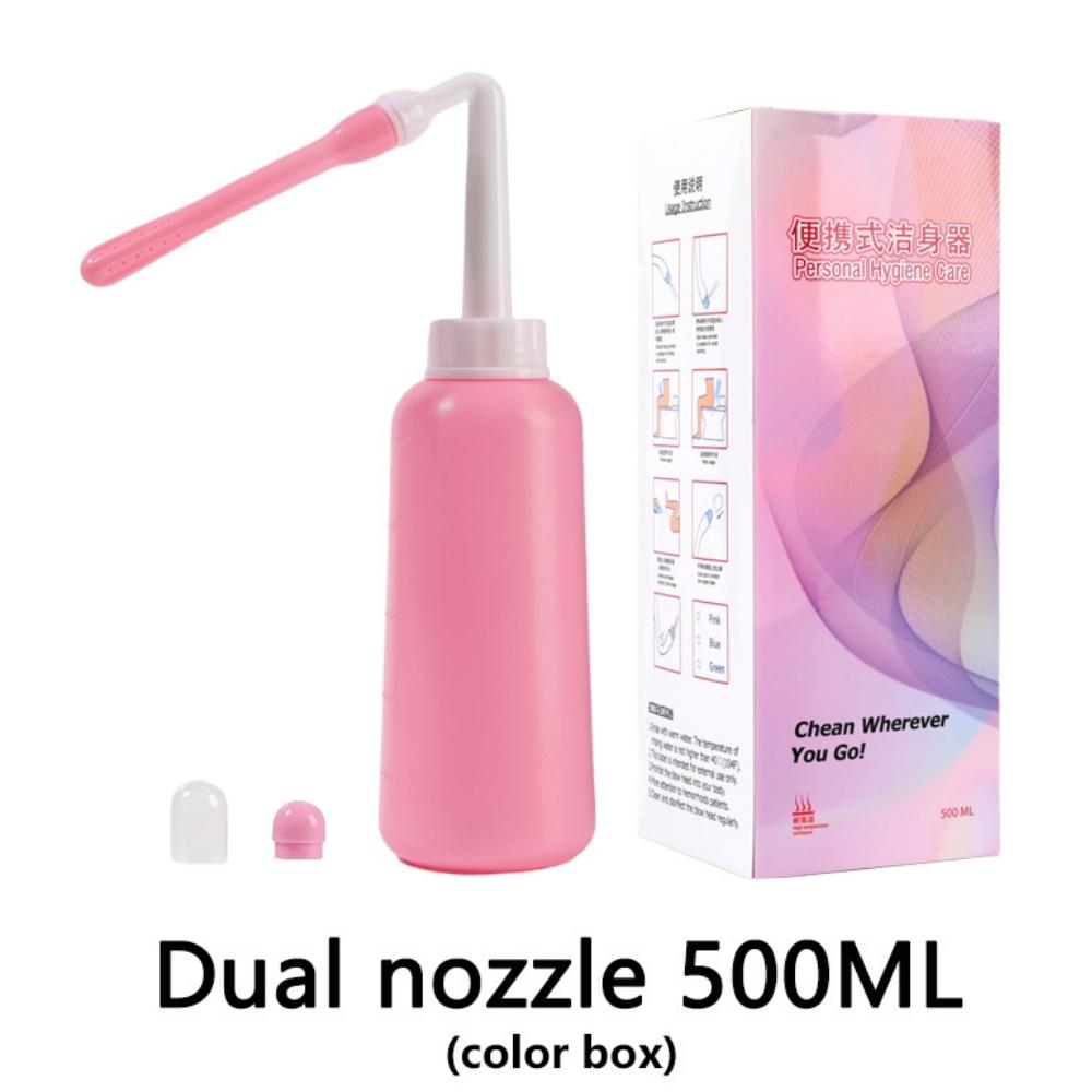 16.9oz/500ML Large Capacity Travel Bidet Bottle for Women, Portable Handheld Bidet for Female Hygiene and Cleansing, Butt Cleaner with Dual Flush Options-Short and Long(for inside clean)
