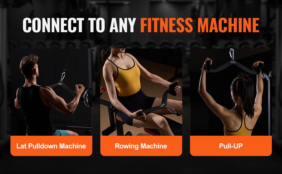 VEVOR LAT Pulldown Attachment, Cable Machine Rowing V-bar Attachment, Tricep Pull Down Bar, Back Strength Training Rubber Coated Handle Grip, Bicep Curl Tricep Lat Pulldown Bar for Home Gym Fitness