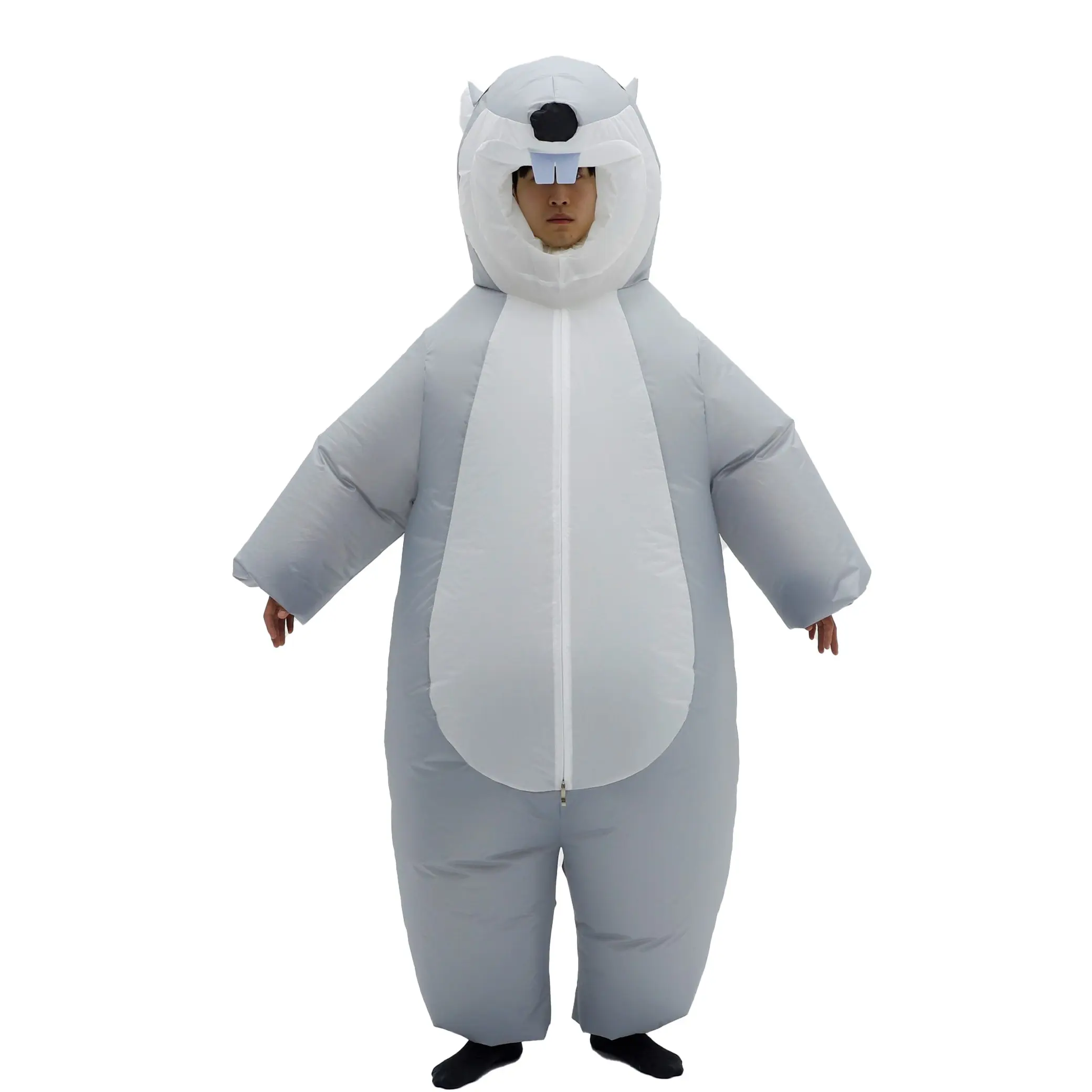 Trendy Polyester Squirrel Inflatable Costume, Prominent Front Teeth Design, Adult Size, Rechargeable Fan Included, Perfect for Halloween & More