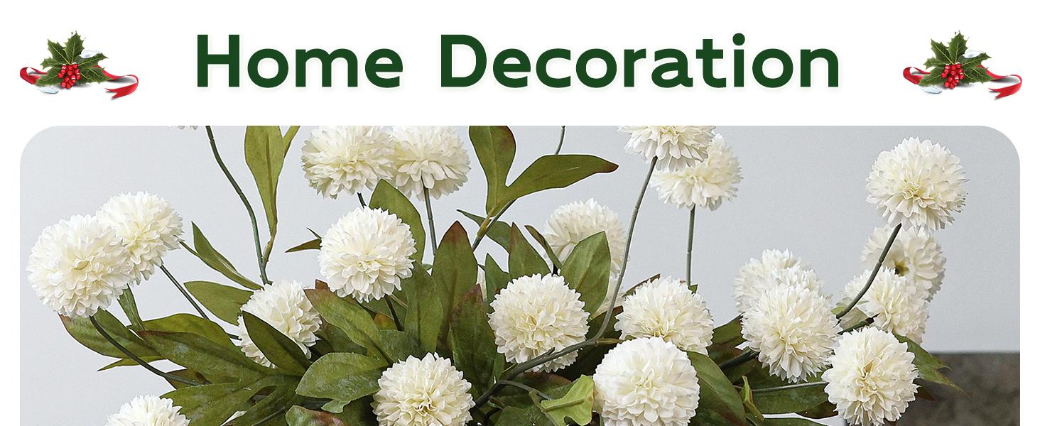 10-Pack Ultra Realistic Faux Silk Pompon Mum Artificial Flower Set - 50 Flowers Total, Diy Bouquet Ready, Full Bouquet Look, House Decor Home Accessory, Set Package for Table Centerpieces (Vase Not Included), Living Room Decorations