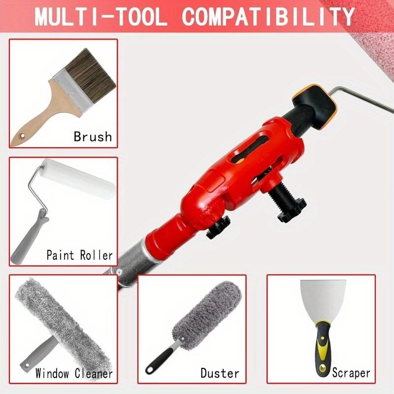 Multi-angle Paintbrush Extender with Swivel Head Design Extension Pole Attachment, Versatile Attachments, Suitable for High Ceilings, Paintbrushes, Rollers, and Scrapers. Ideal for Painting Walls, Corners, and Hard-to-reach Areas
