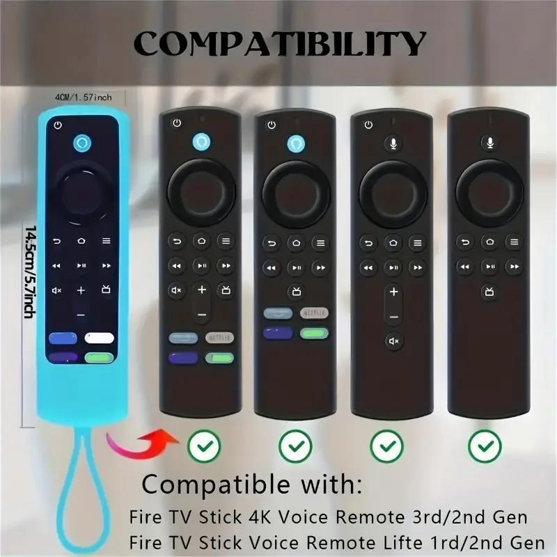 Glow in The Dark Remote Control Case with Lanyard, 1 Count Dustproof Remote Control Cover, Remote Control Protector for Fire TV Stick 4K Lite Cube