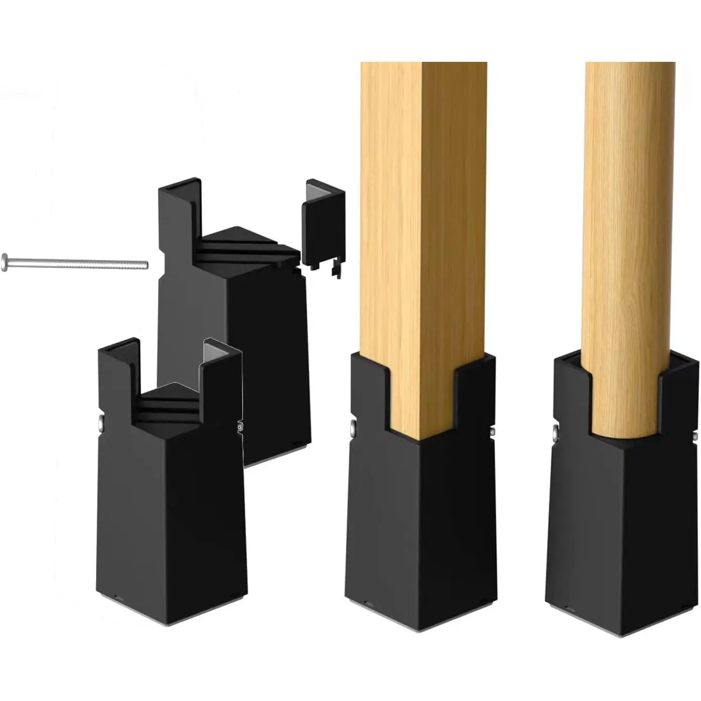 Bed Risers Furniture Risers 4Pack with Screw Clamp.Table Desk Chair Risers.Bed Risers 4Inch Fit Furniture's Square/Round Leg Diameter from 0.8''–1.6'' (4Inch Black)
