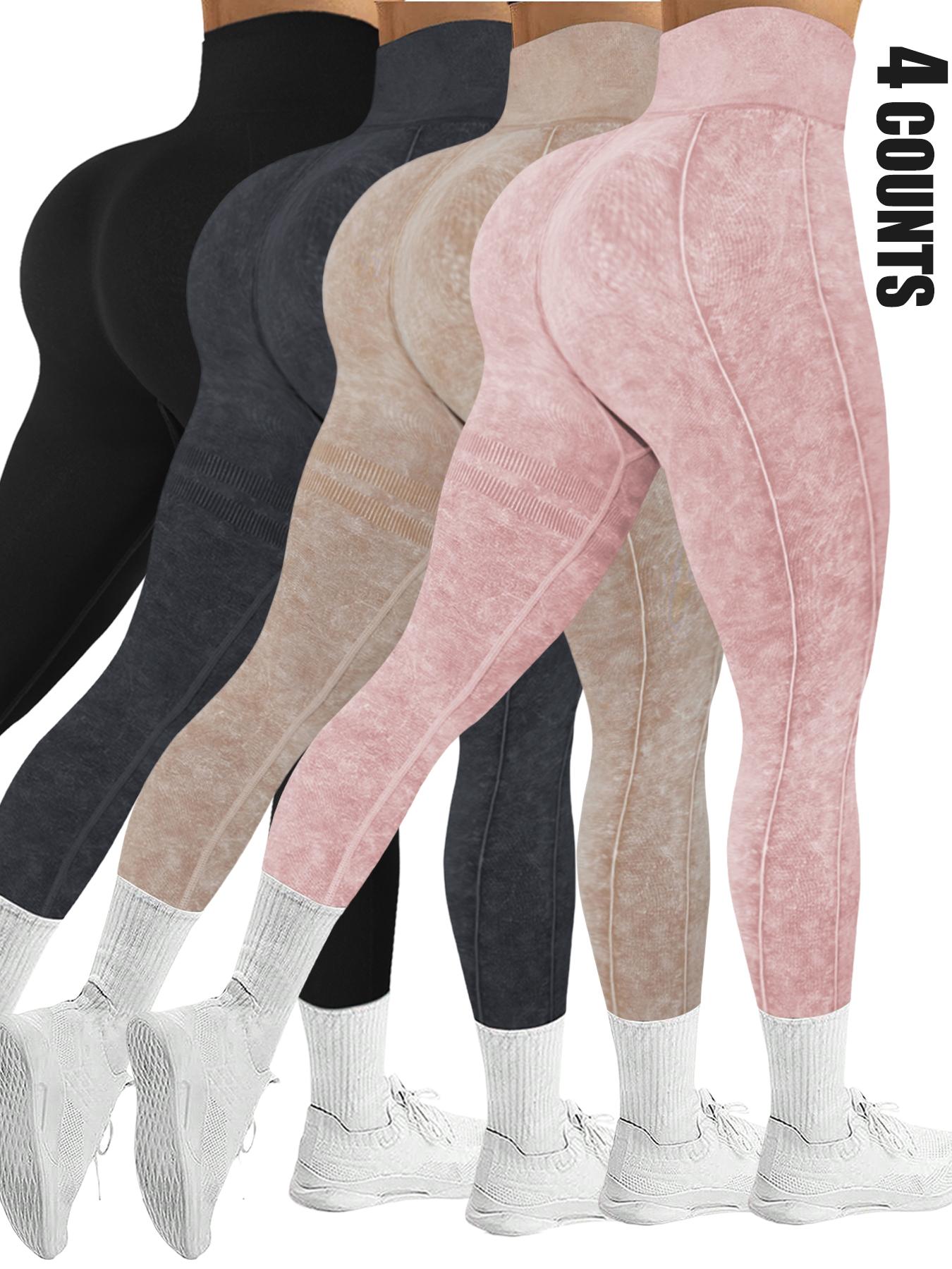 Women's Solid Color High Waist Stretchy Sports Leggings, Breathable Comfortable Skinny Pants for Yoga Gym Workout, Ladies Sportswear for All Seasons