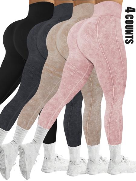 Women's Solid-Color High-Waist Stretchy Sports Leggings, Breathable Comfortable Skinny Pants for Yoga, Gym and Workouts, Ladies' Sportswear for All Seasons