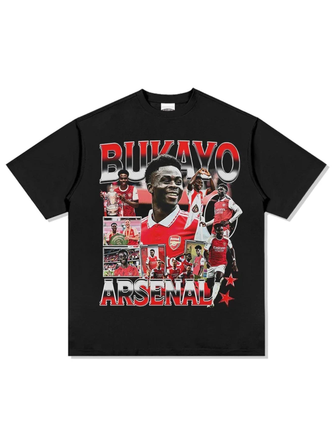 2026 summer new Bukayo Saka men's football T-shirt Arsenal jersey commemorative shirt summer unisex oversized short sleeved shirt