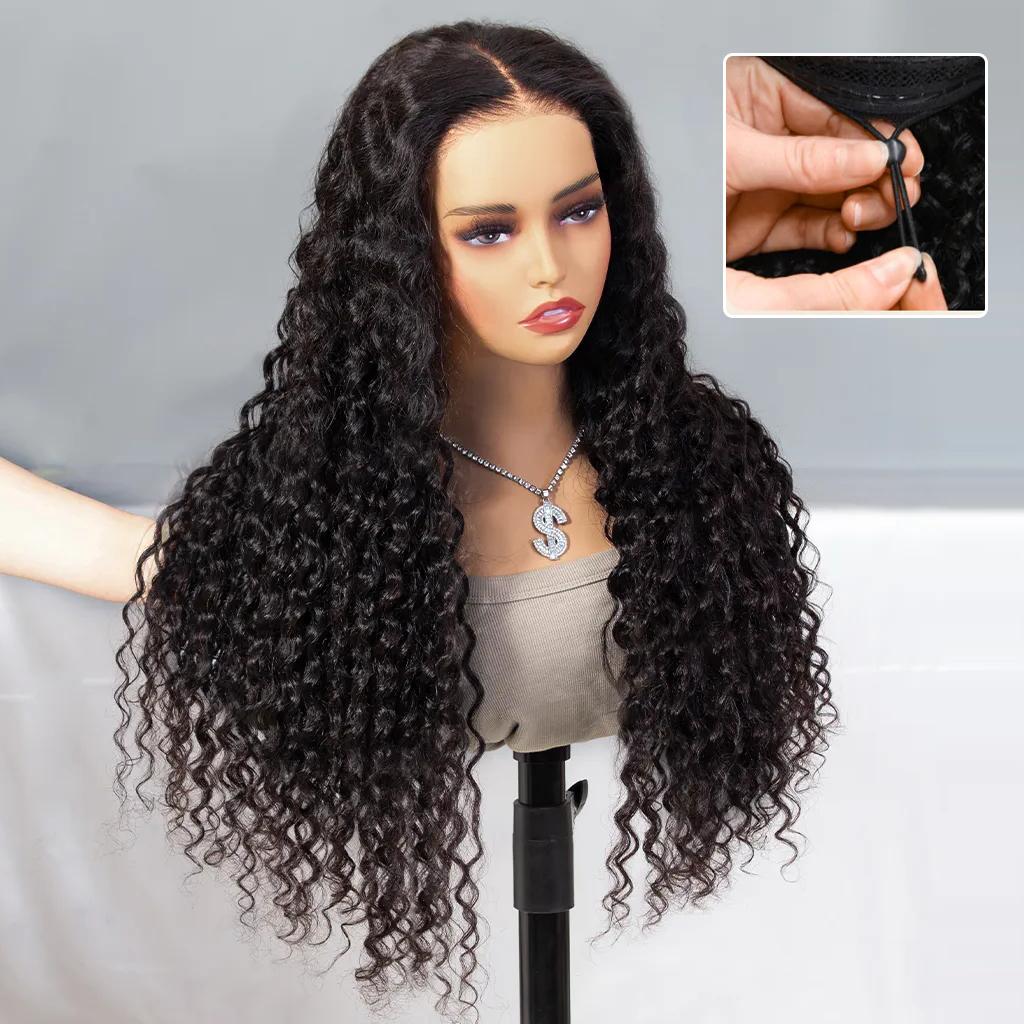[26‘’ Deep Wave=$135] Tahikie 13x6 Deep Wave Curly Wigs Human Hair Pre Plucked Pre Cut HD Lace Wigs Ready And Go 7x6 Glueless With Drawstring One-Step 13x6 HD Frontal Lace Curly Wave/ Body Wave/ Kinky Curly / Water Wave Natural Hairline