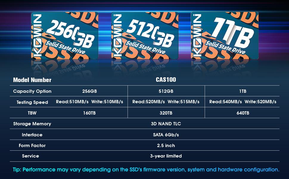 KOWIN CAS100 2.5” SATA III SSD 1TB for PC Desktop High Durability
