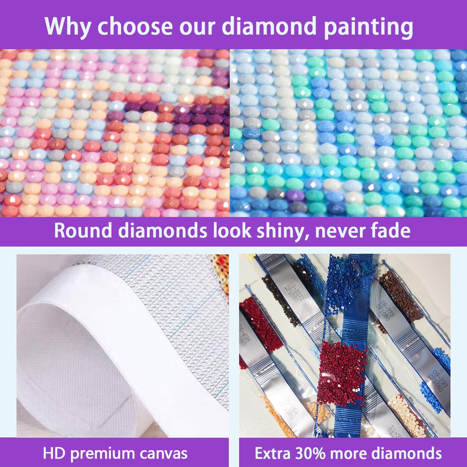 A set of 2D flat frameless handmade DIY diamond painting kit - dreamy starry sky rainbow bear theme with colorful diamonds and heart patterns, ideal for home wall decor and craft enthusiasts to create and enjoy.