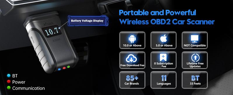 XTOOL Anyscan A30M Wireless BT OBD2 Scanner for Android & iPhone, 2025 Newest Bidirectional Scan Tool with Free Updates, All System Diagnostics, 21 Resets, ABS Bleed, Upgraded Ver. of A30, A30D