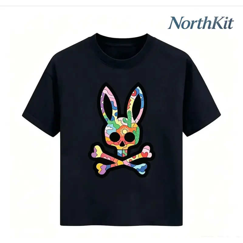 Oversized Graphic Tee Bone graphic t-shirt, rabbit design, hip hop style, unisex, men's short sleeve crew neck street style t-shirt summer and spring, casual, clothing, rock crew neck summer graphic Top Streetwear Crewneck Menswear Tshirt Gam,ropa,fitness